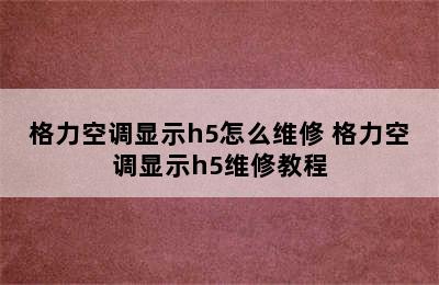 格力空调显示h5怎么维修 格力空调显示h5维修教程